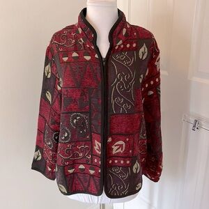 Mary McFadden Collection Burgundy Chenille Tapestry Jacket